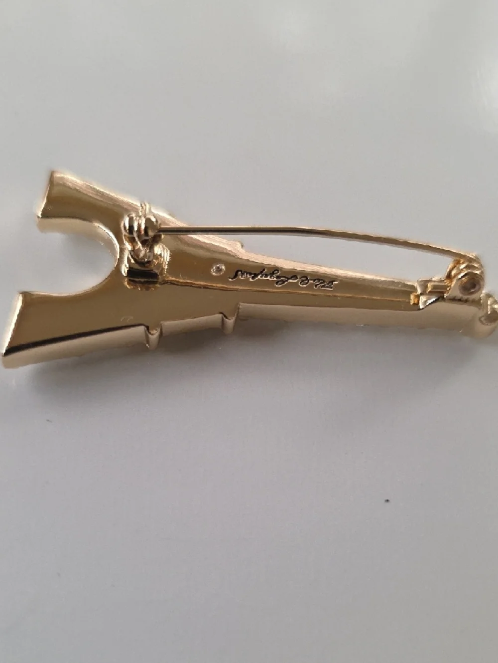 Karl Lagerfeld Gold-Tone Eiffel Tower Brooch with Clear Crystals‎